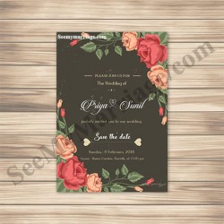 Green theme ecard, floral wedding invitation card, vintage cards