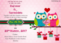 Novels On Owls - Love Beautiful Heartbeat Animated Cartoon Pink Theme Wedding Save The Date Invitation Gif