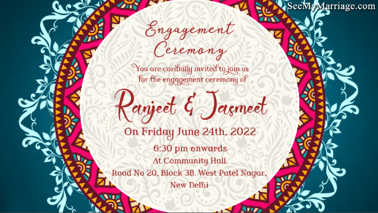Blue Mandala Theme Punjabi Wedding Video Invitation