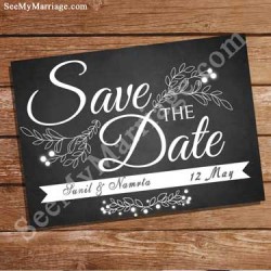 Black and White wedding save the date cards, black board theme wedding invitation cards