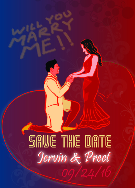 Gold Plated Flower Wedding Save The Date Invitation E-card