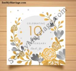 Anniversary Cheers - Floral Decorated 10th Anniversary Celebration Invitation E-card