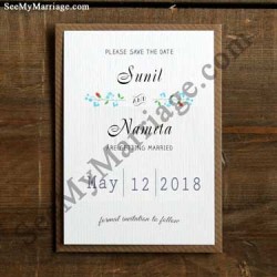 Wood theme save the date card, photo frame type invitation cards