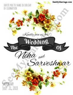 White Theme, Flower Decorative Designed Model Wedding Invitation E-card