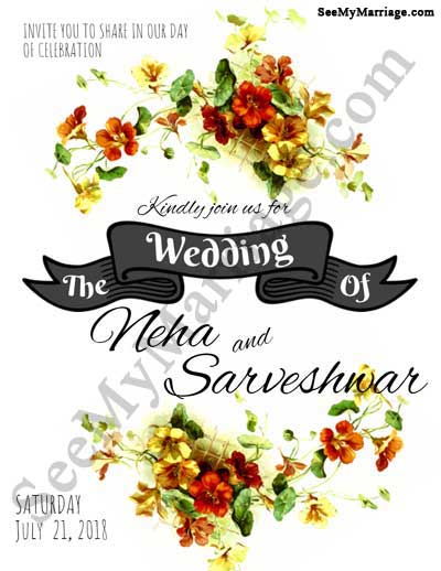 White Theme, Flower Decorative Designed Model Wedding Invitation E-card