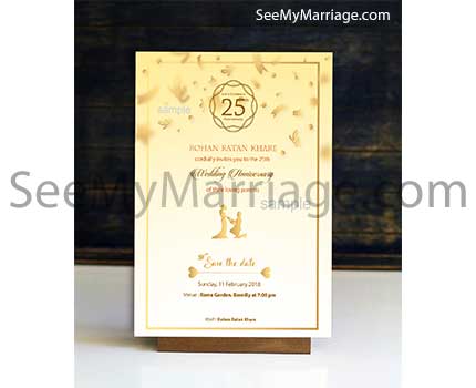Falling Brown Leafs - Yellow Theme Save The Date E-card