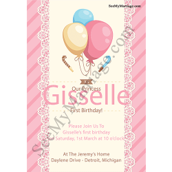 1st birthday invitation, baby girl birthday invite, first birthday invitation poster
