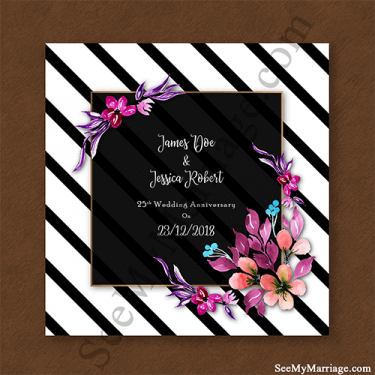 Wood theme, Black Board Style, Retro Floral Cards, Butterfly, Black and White Invite Card, Chocolate theme Anniversary Invite
