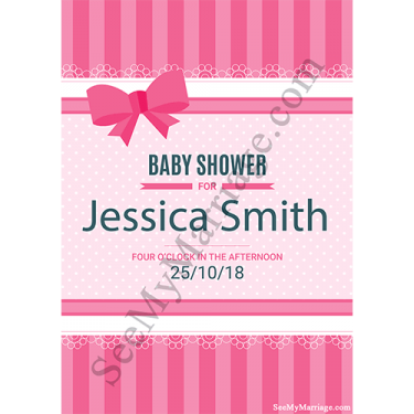 Beautiful Ribbon With Floral Design Decorated Pink Theme Retro Border Style Classy Baby Shower Save The Date E-card