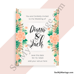 Spring theme wedding save the date, Floral modern wedding invite card, wedding announcement cards