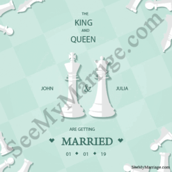 The King And Queen - Chess Theme Retro Style Modern Wedding Save The Date E-card