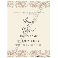 Vintage Grey Theme Floral Design Cream Color Save The Date Wedding E-card