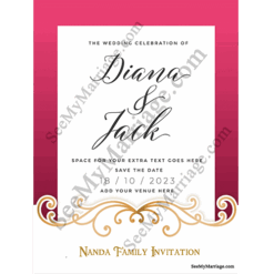 Western Classical Vintage Golden Ornament Designed Pink Theme Save The Date E-card