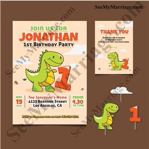 Jurassic Park Dinosaur Theme Birthday Invite Card
