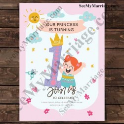 little princess theme birthday invitation, turning one birthday invitation, 1st birthday invitation card for baby girl