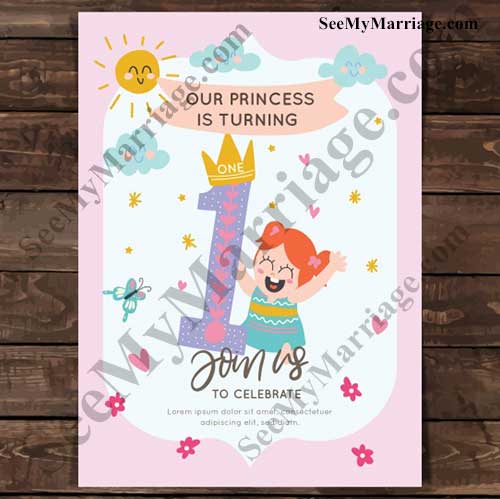 Magical Princess Theme Birthday Invite Card
