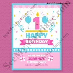 Make A Wish With Balloons, Gifts Birthday Invite Card