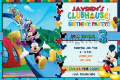 Mickey Mouse Theme Birthday Invite Card With Blue Color Park Background