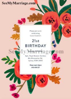 Simple Flower Paint Birthday Invite Card