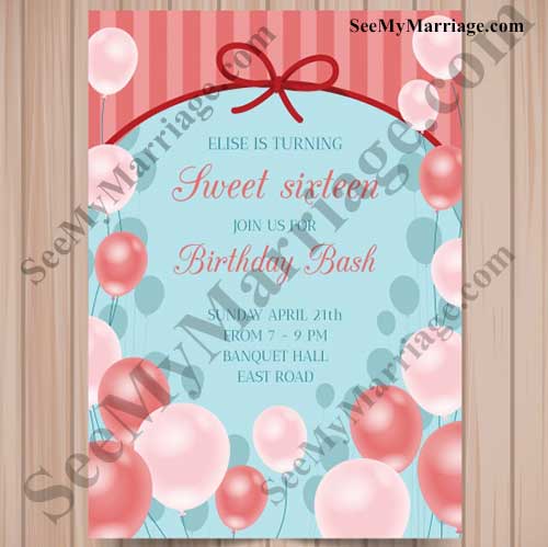 Birthday Blast With Balloons Birthday Invite Card