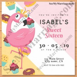 sweet sixteen birthday, pink flamingo birthday invitation card, pink theme card, new birthday invite for adults