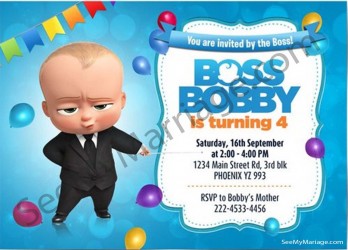 cute boss baby theme invitation, 1st birthday invitation, baby boy birthday invitation