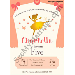 Dancing Little Fairy - Pricess Fairy Tale Theme Birthday Invite Card