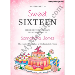 Me Pretty In Pink - Water Colored Birthday Invite Card With Cupcakes Gift Cards In Sparkle Pink Background