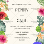Save The Date E-card With Spring Theme Multi Watercolour Flowers And Leaves Decorations