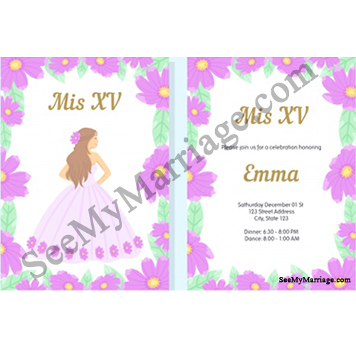 Snow - White  -  White Theme Ice Background With Floral Background Birthday Invitation Card