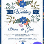 Spring Blue Floral Decorated Theme With Green Leaves Hanging Wedding Save The Date E-card