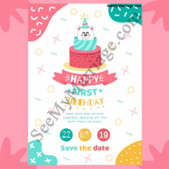 Twilight Birthday Invite Card With Polar Bear Inside The Cake