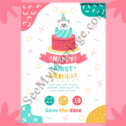 pink them birthday card, birthday invitation card, wishing happy birthday card