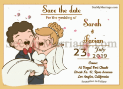 The Love Laugh Live Together - Christian Modern Theme Cartoon Laughing Couple Animated Falling Petal Save The Date Gif