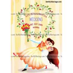 Hum Tum Water Colored Theme With Dancing Love Couple Characters Decorated With Roses