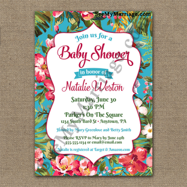 A Little Miracle Floral Theme Background Vintage Baby Shower Invitation Card