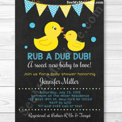 Quack Quack Chalkboard Style Duck Theme Baby Shower Invitation Card With Mother And Baby Ducks
