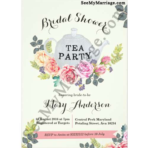 Love This Sweet Tea Garden Theme Floral Background Tea Party Baby Shower Invitation Card