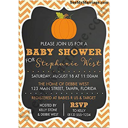 Little Pumpkin Fall Baby Theme Black Background With Pumpkin Baby Shower Invitation Card