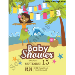 My Little Dolphin Beach Theme Luau Aloha Style Baby Shower Invite Whatsapp E-card With Hanging Paper Lights