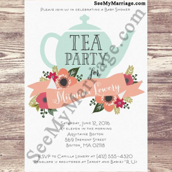 High Tea Get Together Party Theme Baby Shower Invitation Card