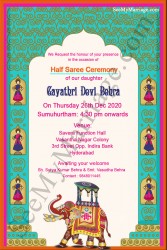 Puberty ceremony, halfsaree ceremony, halfsaree invitation card, traditional elephant invitation card