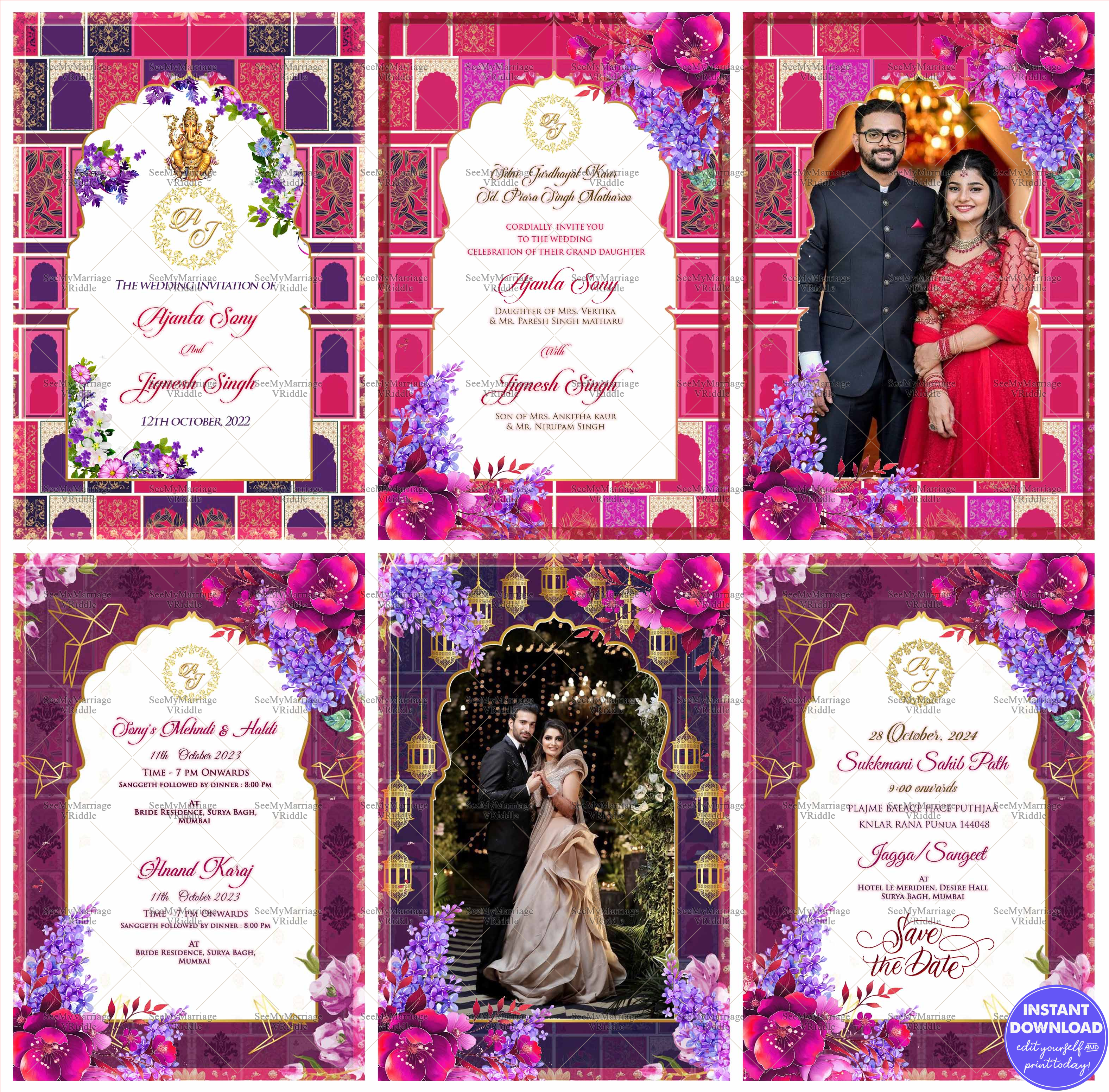 Rajasthani Theme Decorated With Floral Background And Hanging Lanterns Pdf Invite Designed With Pictures