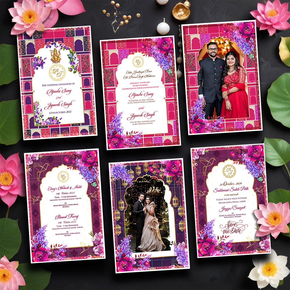 Rajasthani Theme Decorated With Floral Background And Hanging Lanterns Pdf Invite Designed With Pictures
