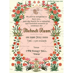 Simple Floral Mehndi Rasm Modern Decorative Unique Whatsapp Card
