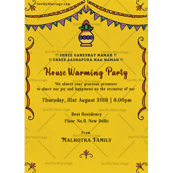 Griha Pravesh Traditional Decorative Kalash Whatsapp Invitation Card