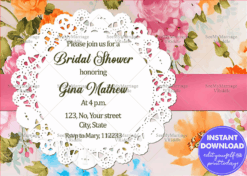 Floral Bridal Shower Mehendi Sangeet  Invitation