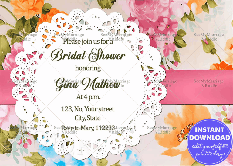 Floral Bridal Shower Mehendi Sangeet  Invitation