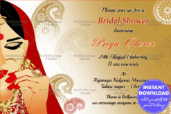 Mehendi Invitation, Sangeet, Bridal Shower - Red And Gold Theme - Landscape