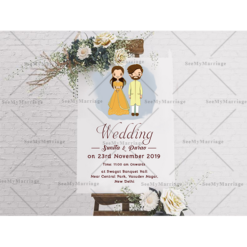 Floral Bookeh Modern Brick Background Rose Floral Whatsapp Wedding Card